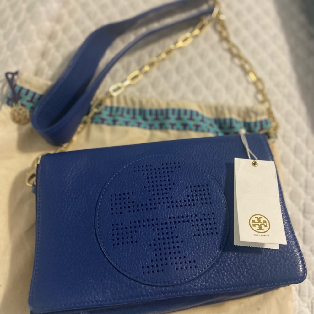 Tory Burch Blue Leather Crossbody Bag